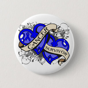 Darmkrebs-Überlebend-Doppelherzen Button