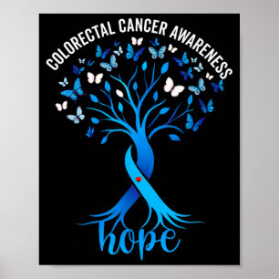Darmkrebsbewusstsein blaues Band Baum Poster