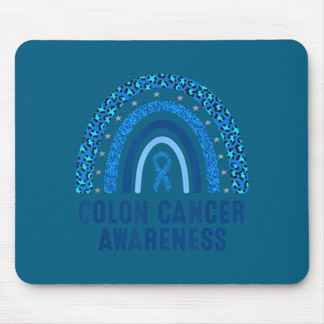 Darmkrebsbewusstsein Blaues Band Kunstwerk Mousepad (Vorne)