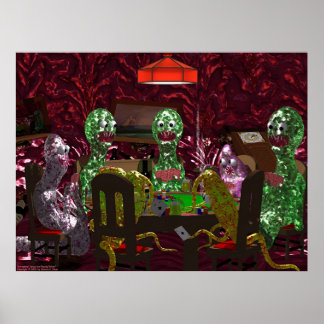 Darmparasiten spielen Poker Poster