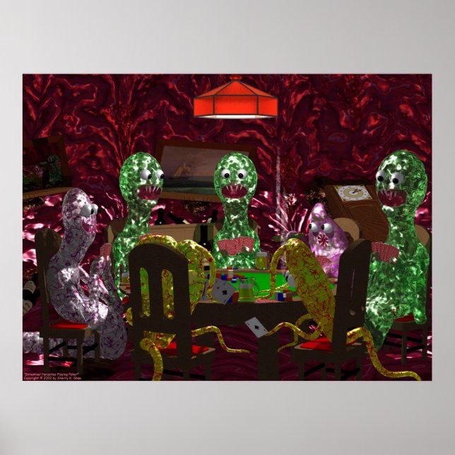 Darmparasiten spielen Poker Poster (Vorne)