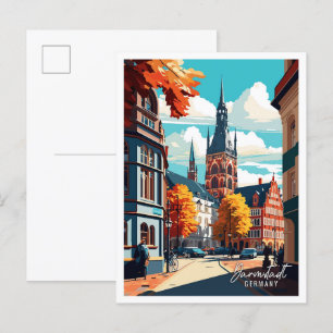 Darmstadt Deutschland Vintage Reise Illustration Postkarte