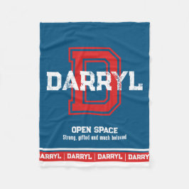 Darryl Name bedeutet Sportmonogramm rot blau Fleecedecke