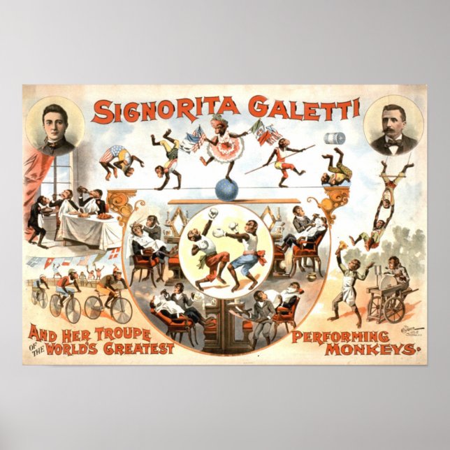 Darstellende Affen Vintage Poster (Vorne)