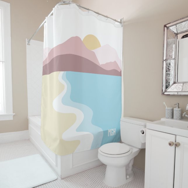 Darstellung der benutzerdefinierten Monogrammart Duschvorhang (Beispiel)