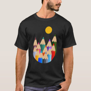 Darstellung der Berglandschaft mit farbigem Penc T-Shirt