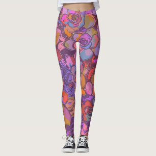 Darstellung der botanischen Blume im Lila Muster Leggings