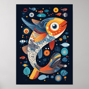 Darstellung der geometrischen Fische Poster