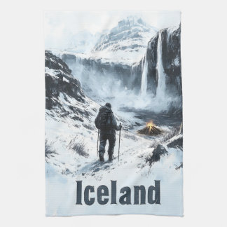Darstellung der isländischen Landschaft und des Wa Geschirrtuch