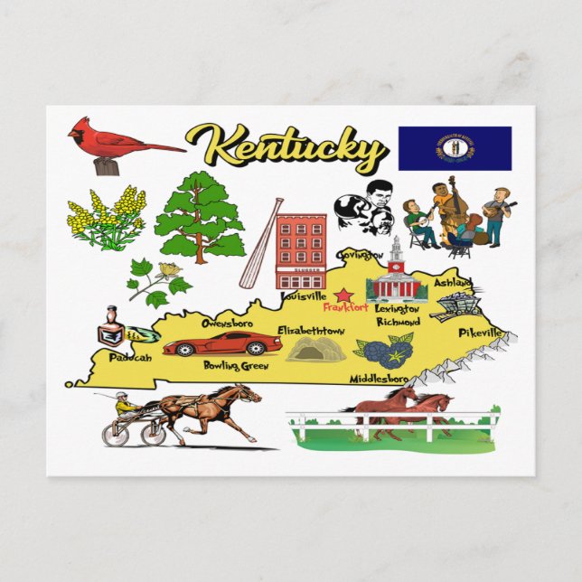 Darstellung der Kentucky-Karte Postkarte (Vorderseite)