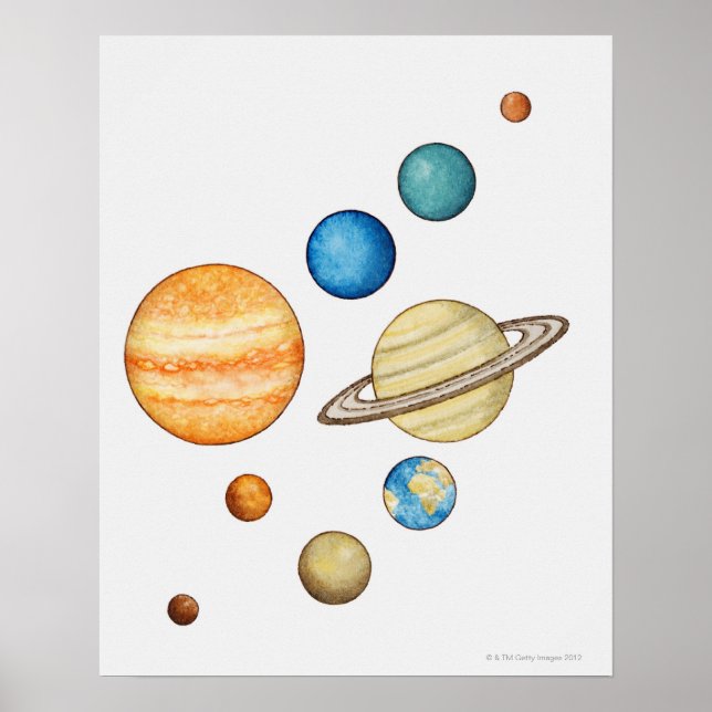 Darstellung der Planeten des Sonnensystems Poster (Vorne)