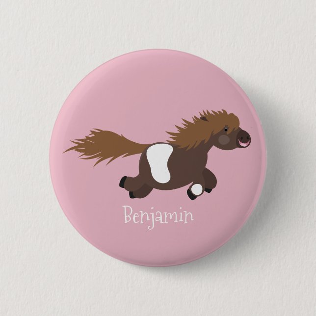 Darstellung der Pony-Cartoon in Shetland-niedlich Button (Vorderseite)