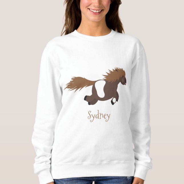 Darstellung der Pony-Cartoon in Shetland-niedlich Sweatshirt (Vorderseite)
