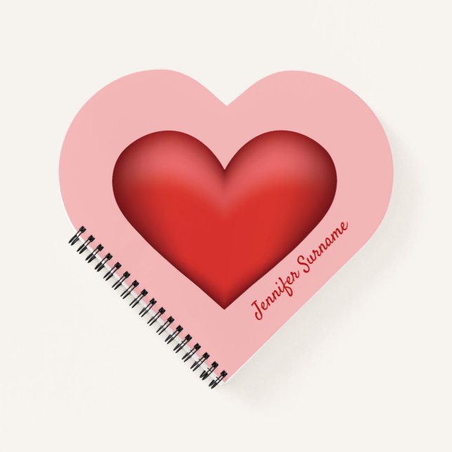 Darstellung der roten Herzform mit benutzerdefinie Notizbuch (Vorderseite)