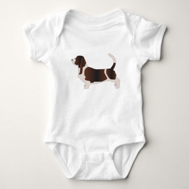 Darstellung der Silhouette der Basset Hound Hunde Baby Strampler (Vorderseite)