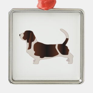Darstellung der Silhouette der Basset Hound Hunde Silbernes Ornament