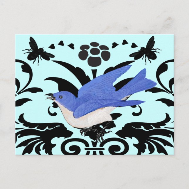 Darstellung der Vintagen Bluebird-Illustration Postkarte (Vorderseite)
