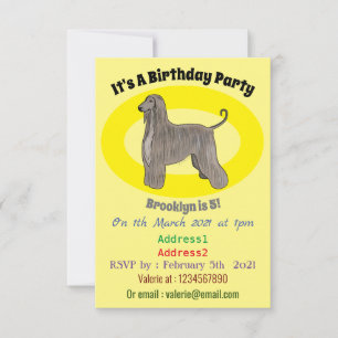 Darstellung des afghanischen Hundshundes-Cartoon Einladung