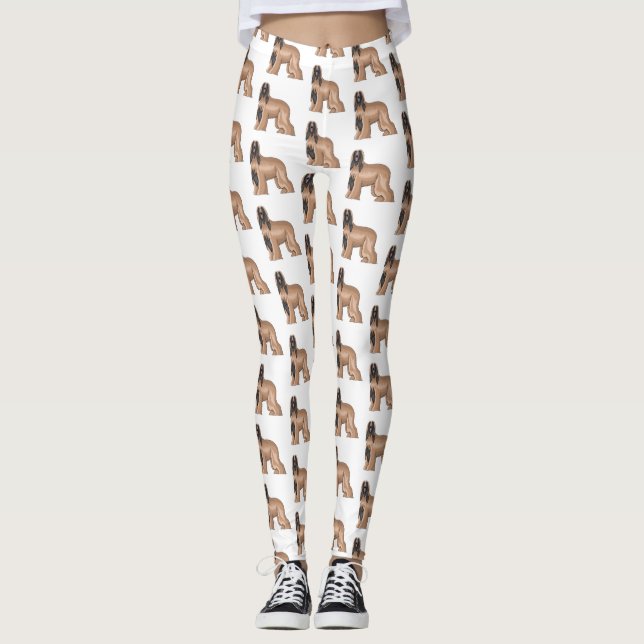 Darstellung des afghanischen Hundshundes-Cartoon Leggings (Vorderseite)