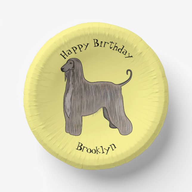 Darstellung des afghanischen Hundshundes-Cartoon Pappteller (Vorderseite)