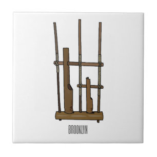 Darstellung des Angklung-Cartoon Fliese