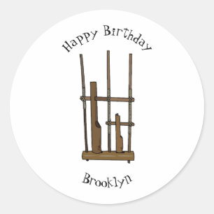 Darstellung des Angklung-Cartoon Runder Aufkleber