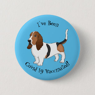 Darstellung des Basset-Hunde-Cartoon Button