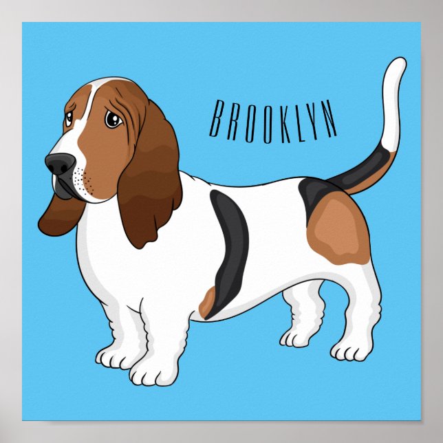 Darstellung des Basset-Hunde-Cartoon Poster (Vorne)