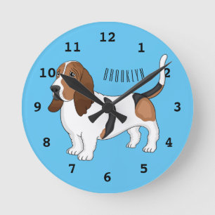 Darstellung des Basset-Hunde-Cartoon Runde Wanduhr