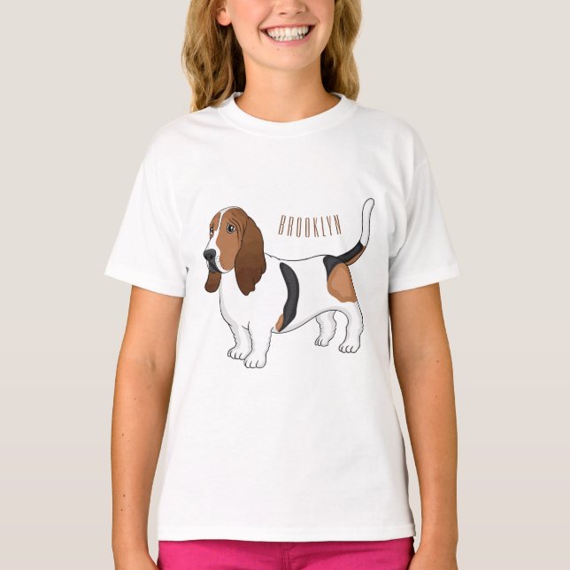 Darstellung des Basset-Hunde-Cartoon T-Shirt (Vorderseite)