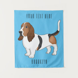 Darstellung des Basset-Hunde-Cartoon Wandteppich