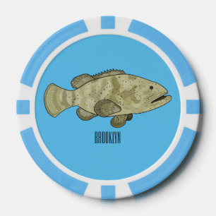 Darstellung des Cartoon des Groupers Pokerchips