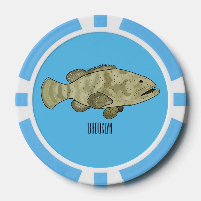 Darstellung des Cartoon des Groupers Pokerchips (Vorderseite)