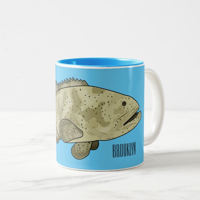 Darstellung des Cartoon des Groupers Zweifarbige Tasse (VorderseiteRechts)