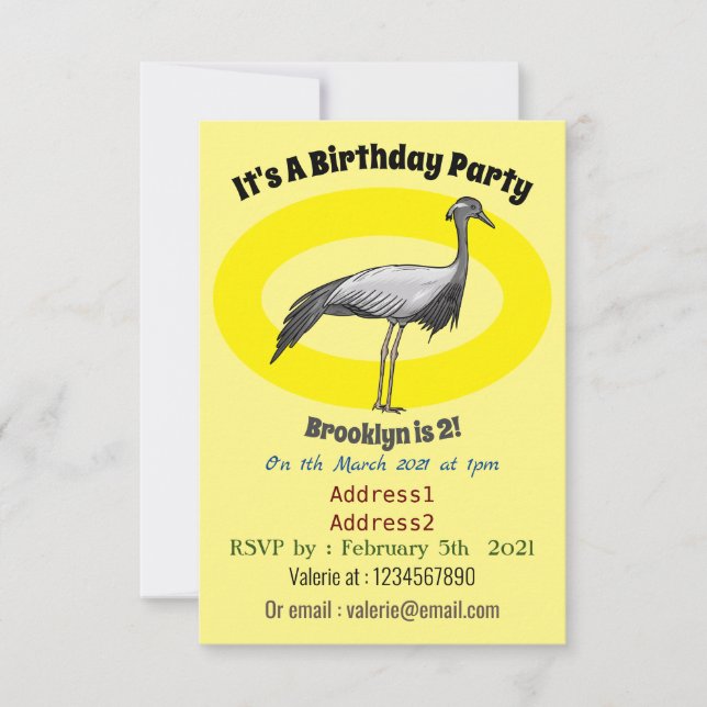 Darstellung des Cartoon des Kranichs Einladung (Vorderseite)