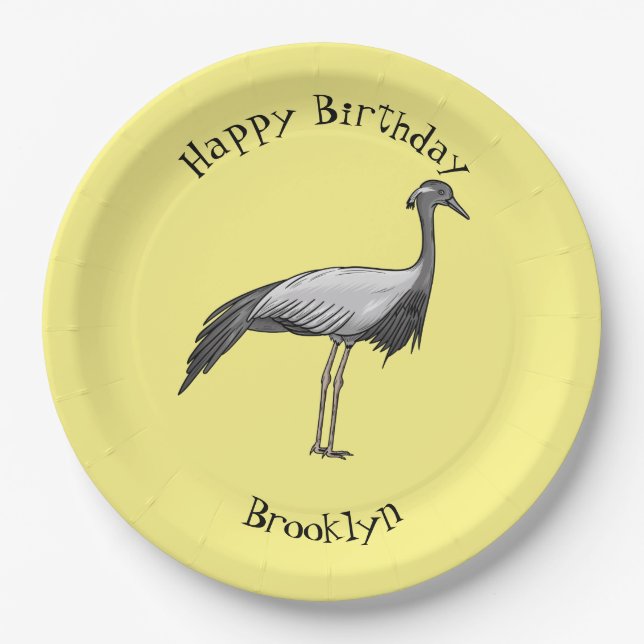 Darstellung des Cartoon des Kranichs Pappteller (Vorderseite)