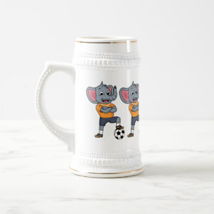 Darstellung des Cartoon eines Elephanten-Fußballsp Bierglas