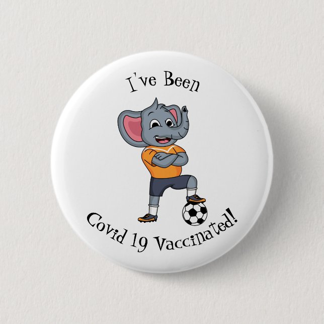 Darstellung des Cartoon eines Elephanten-Fußballsp Button (Vorderseite)