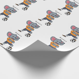 Darstellung des Cartoon eines Elephanten-Fußballsp Geschenkpapier