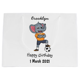 Darstellung des Cartoon eines Elephanten-Fußballsp Große Geschenktüte