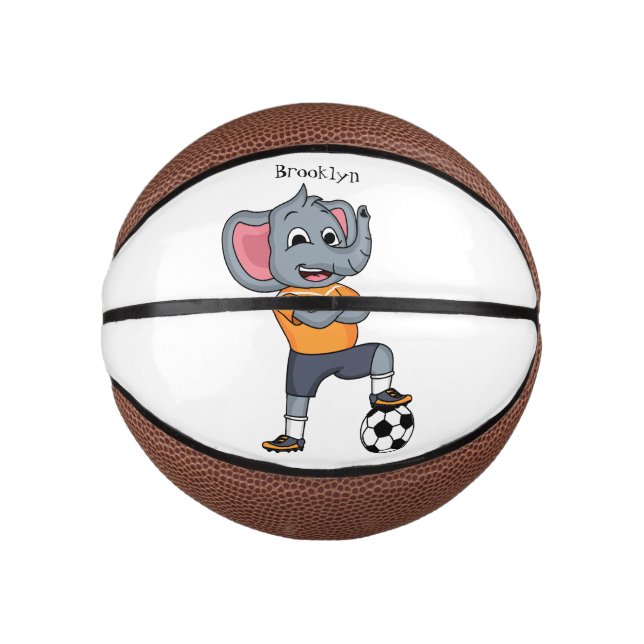 Darstellung des Cartoon eines Elephanten-Fußballsp Mini Basketball (Vorderseite)