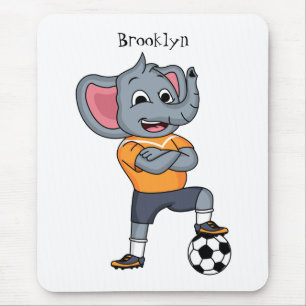 Darstellung des Cartoon eines Elephanten-Fußballsp Mousepad