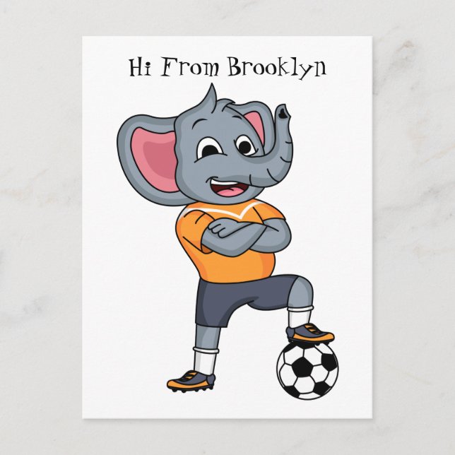 Darstellung des Cartoon eines Elephanten-Fußballsp Postkarte (Vorderseite)