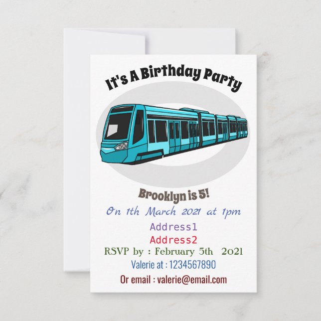 Darstellung des Cartoon elektrischer Lokomotive Einladung (Vorderseite)