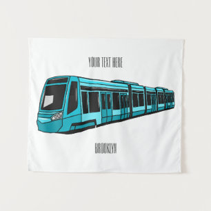 Darstellung des Cartoon elektrischer Lokomotive Wandteppich