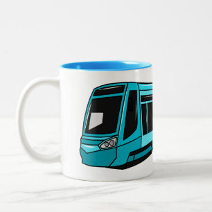 Darstellung des Cartoon elektrischer Lokomotive Zweifarbige Tasse