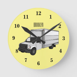 Darstellung des Cartoon im Box-LKW Runde Wanduhr