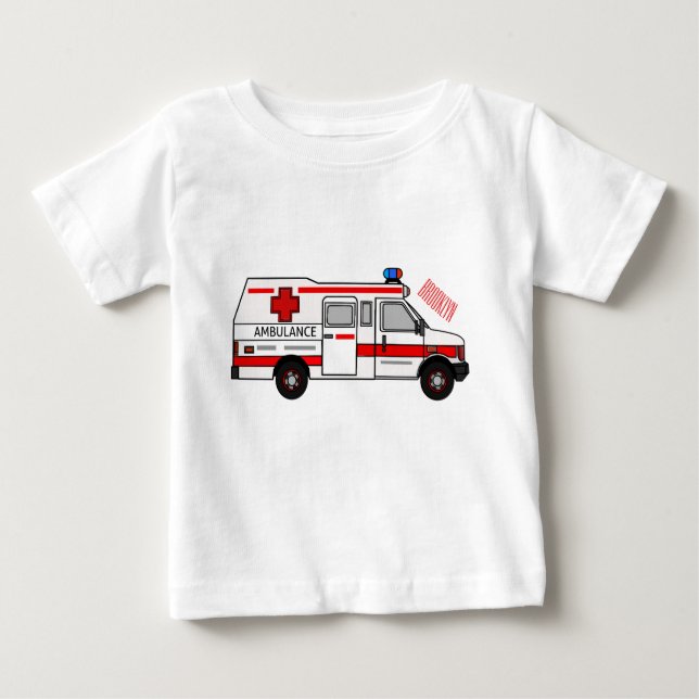 Darstellung des Cartoon im Krankenwagen Baby T-shirt (Vorderseite)
