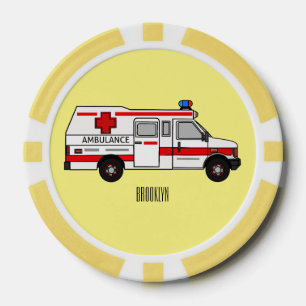 Darstellung des Cartoon im Krankenwagen Pokerchips