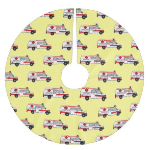 Darstellung des Cartoon im Krankenwagen Polyester Weihnachtsbaumdecke